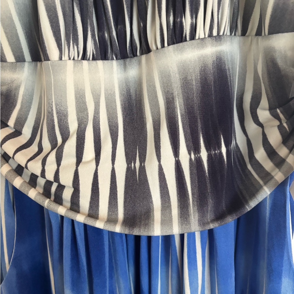 Maggy London Blue and White Halter Dress - Picture 2 of 7